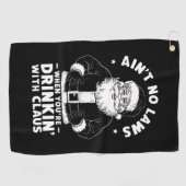 クロース・キリストと一緒に酒を飲む時は法律を守らない ゴルフタオル (横)