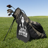 クロース・キリストと一緒に酒を飲む時は法律を守らない ゴルフタオル (グリーン)