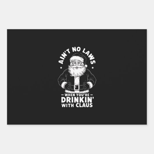 クロース・キリストと一緒に酒を飲む時は法律を守らない ラッピングペーパーシート (正面)