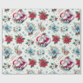 クロース、ルドルフ、ポインセチア、ホリー夫妻 ラッピングペーパー (フラット)