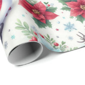 クロース、ルドルフ、ポインセチア、ホリー夫妻 ラッピングペーパー (ロールコーナー)