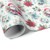 クロース、ルドルフ、ポインセチア、ホリー夫妻 ラッピングペーパー (ロールコーナー)