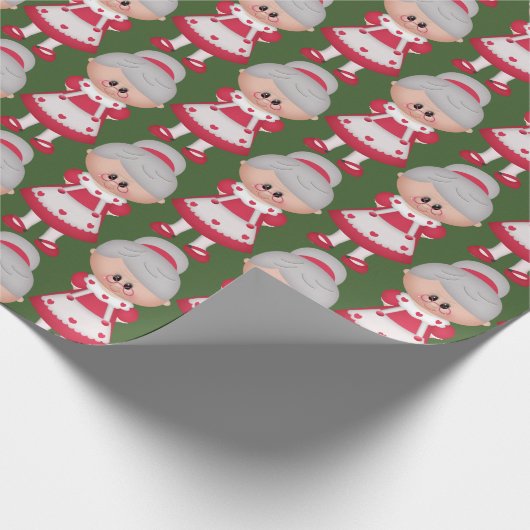 クロースChristmas Holidayかわいい夫人はパーティーの覆いをタイルを張りました ラッピングペーパー (角)