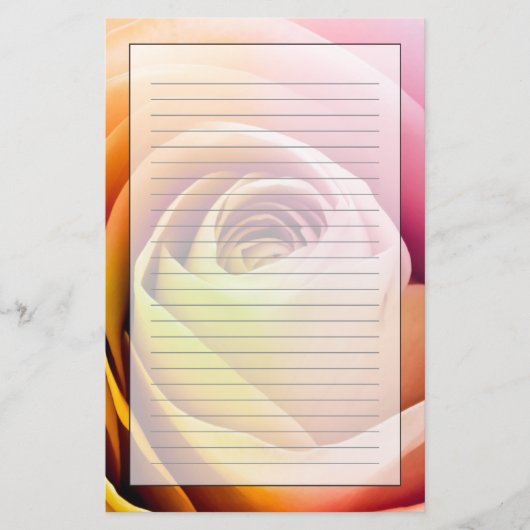 クローズアッカラフルプバラ花びら 便箋 (正面)