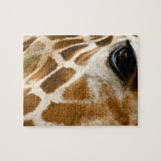 クローズアップのキリンの顔の野生動物の自然の写真 ジグソーパズル (横)