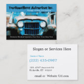 クローズアップの大破車が付いている整備士の修理工場 名刺 (正面/裏面)