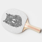 クローズアップウルフ顔華美イラストレーション 卓球ラケット (横)