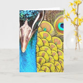 クローズアップピーコックカラー誕生日 カード (黄色い花)