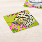 クローズアップワイルドバタフライ スクエアペーパーコースター (アングル)