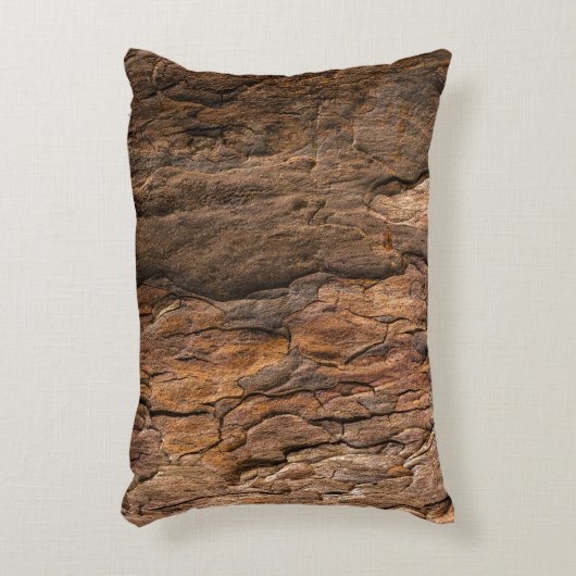 クローズアップ写真では茶色の木が樹皮を立てる アクセントクッション (正面(垂直))