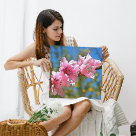 クローズアップ桃の木の花の黒の輪郭アート キャンバスプリント