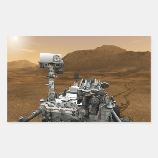 クローズアップ火星キュリオシティーローバー 長方形シール (正面)