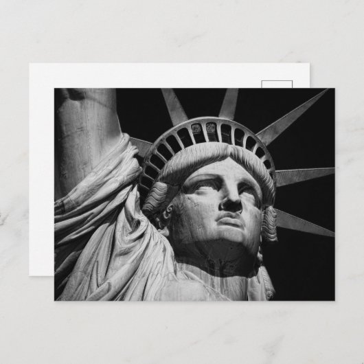 クローズアップ白黒の自由の女神ニューヨーク シーズンポストカード (正面/裏面)