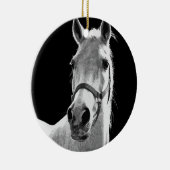 クローズアップ白黒ホースinナイト セラミックオーナメント (右)