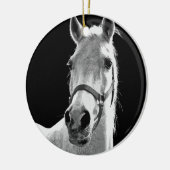クローズアップ白黒ホースinナイト セラミックオーナメント (左)