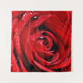 クローズアップ美しいバラ水滴 タペストリー (正面(横))