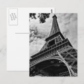 クローズアップ ブラック ホワイト エッフェル塔 愛 パリ ヨーロッパ ポストカード (正面/裏面)