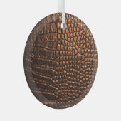 クローズアップ：ワニ革のテクスチャ。 ガラスオーナメント (正面右)