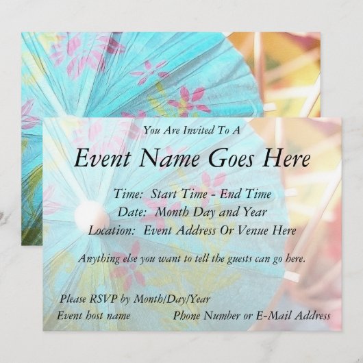 クローズアップ-紙Parasol 招待状 (正面/裏面)