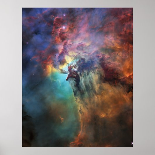 クローズアップLagoon Nebula, Messier 8, NGC 6523 ポスター (正面)