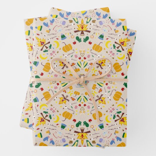 クローズニットサンクスギビング秋コージー秋ストーン ラッピングペーパーシート (インサイチュ)