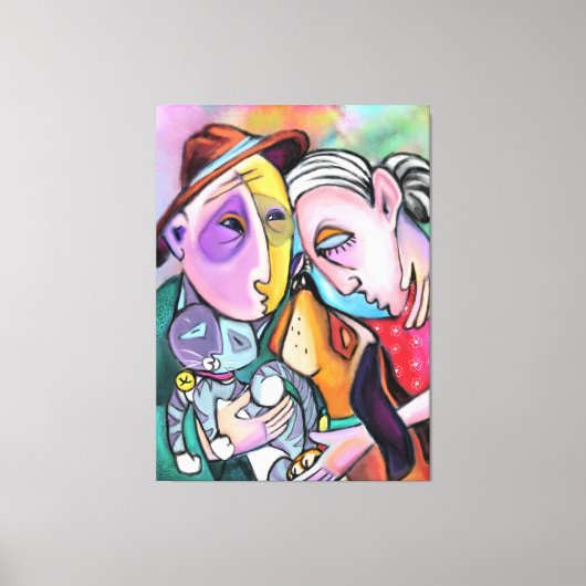 クローズニットファミリー – アートスタイル-オリジナル絵画ズ キャンバスプリント (正面)