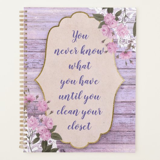 クローゼット引用文プランナーヴィンテージウッドフラワー プランナー手帳 (正面)