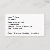 クローゼット整理デザインパープルビジネスカード 名刺 (裏面)