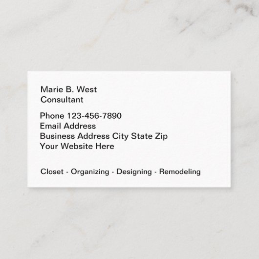 クローゼット整理デザインパープルビジネスカード 名刺 (裏面)