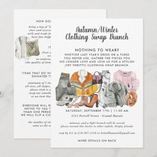クローゼット・スワップ・パーティーのご招待 招待状 (正面/裏面)