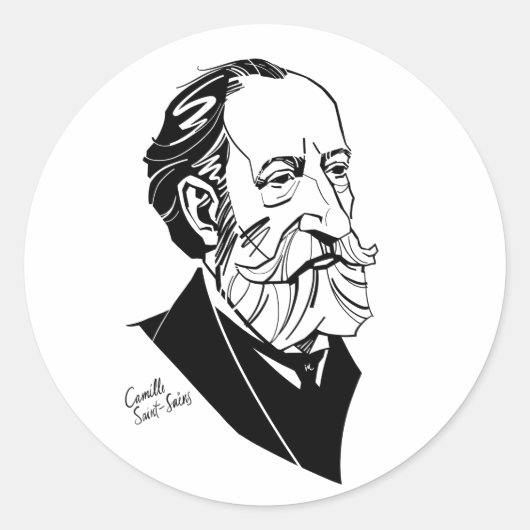 クロードデブッシークラシックラウンドステッカー ラウンドシール (正面)