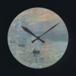 クロードモネインプレッションサンライズソレイルバント ラウンド壁時計<br><div class="desc">印象派絵画の風景のby Claude Monet - クラシック最高傑作 – クロード・モネの自然ス絵画リーズ – Impression Sunrise Soleil Levant</div>