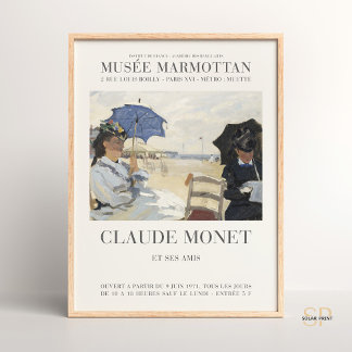 クロードモネザビーチアットトルヴィルアートプリント ポスター