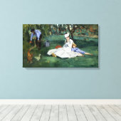 クロードモネザモネファミリーの庭で キャンバスプリント (インサイチュ (ウッドフロア))