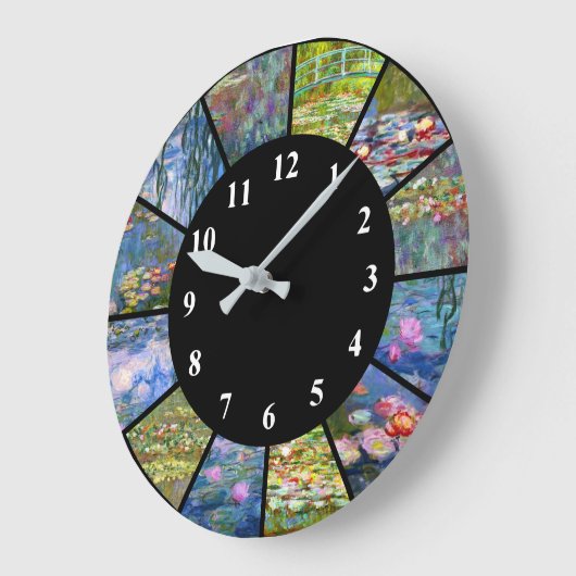 クロードモネ壁時計水彩画アート ラージ壁時計 (傾斜)