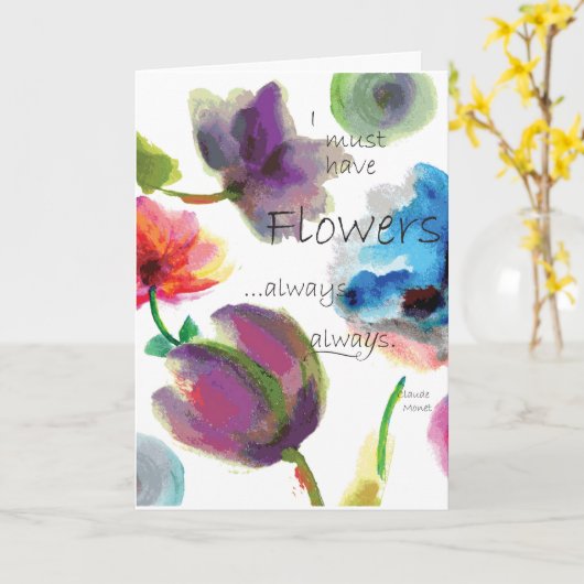 クロードモネ引用文～フローラ水彩 カード (黄色い花)