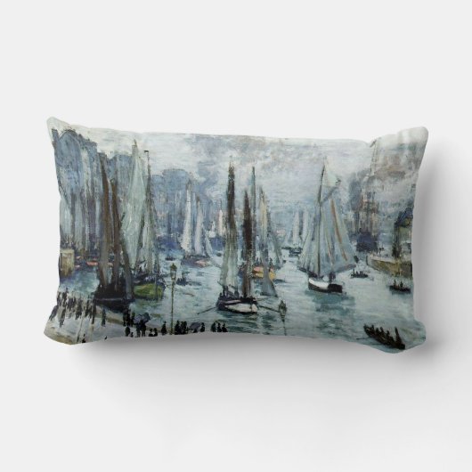 クロードモネ魚釣りボー離れトズザハーバー ランバークッション (裏面)