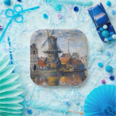 クロードモネ – アムステルダムの風車 ペーパープレート (パーティー)