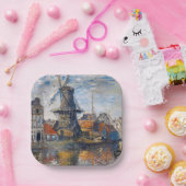 クロードモネ – アムステルダムの風車 ペーパープレート (パーティー)