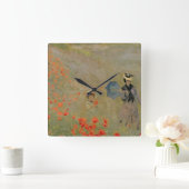 クロードモネ |アルゼンテウイル近郊の野生のケシ類 スクエア壁時計 (ホーム)