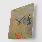 クロードモネ |アルゼンテウイル近郊の野生のケシ類 スクエア壁時計 (傾斜)