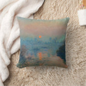 クロードモネ – サンセットオンザセーヌアットラバコート クッション (ブランケット)