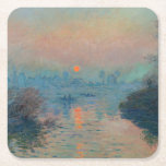 クロードモネ – サンセットオンザセーヌアットラバコート スクエアペーパーコースター<br><div class="desc">Sunset on the Seine at Lavacourt,  Winter Effect / Soleil cochant sur la Seine a Lavacourt,  effet d'hiver - Claude Monet,  Canvas, 油1880</div>