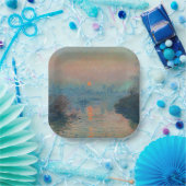 クロードモネ – サンセットオンザセーヌアットラバコート ペーパープレート (パーティー)