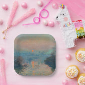 クロードモネ – サンセットオンザセーヌアットラバコート ペーパープレート (パーティー)