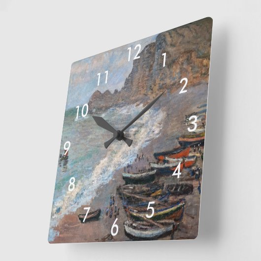 クロードモネ – ザビーチアットエレット スクエア壁時計 (傾斜)