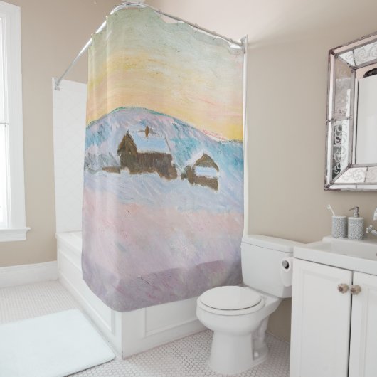 クロードモネ – ノルウェーランドスケープ,ブルーハウス シャワーカーテン (インサイチュ)