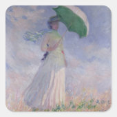 クロードモネ |パラソルが右に曲がった女性 スクエアシール (正面)