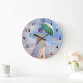 クロードモネ – パラソルを右に向けた女性 ラージ壁時計 (ホーム)