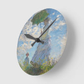 クロードモネ |パラソルを持つ女性 ラウンド壁時計 (傾斜)